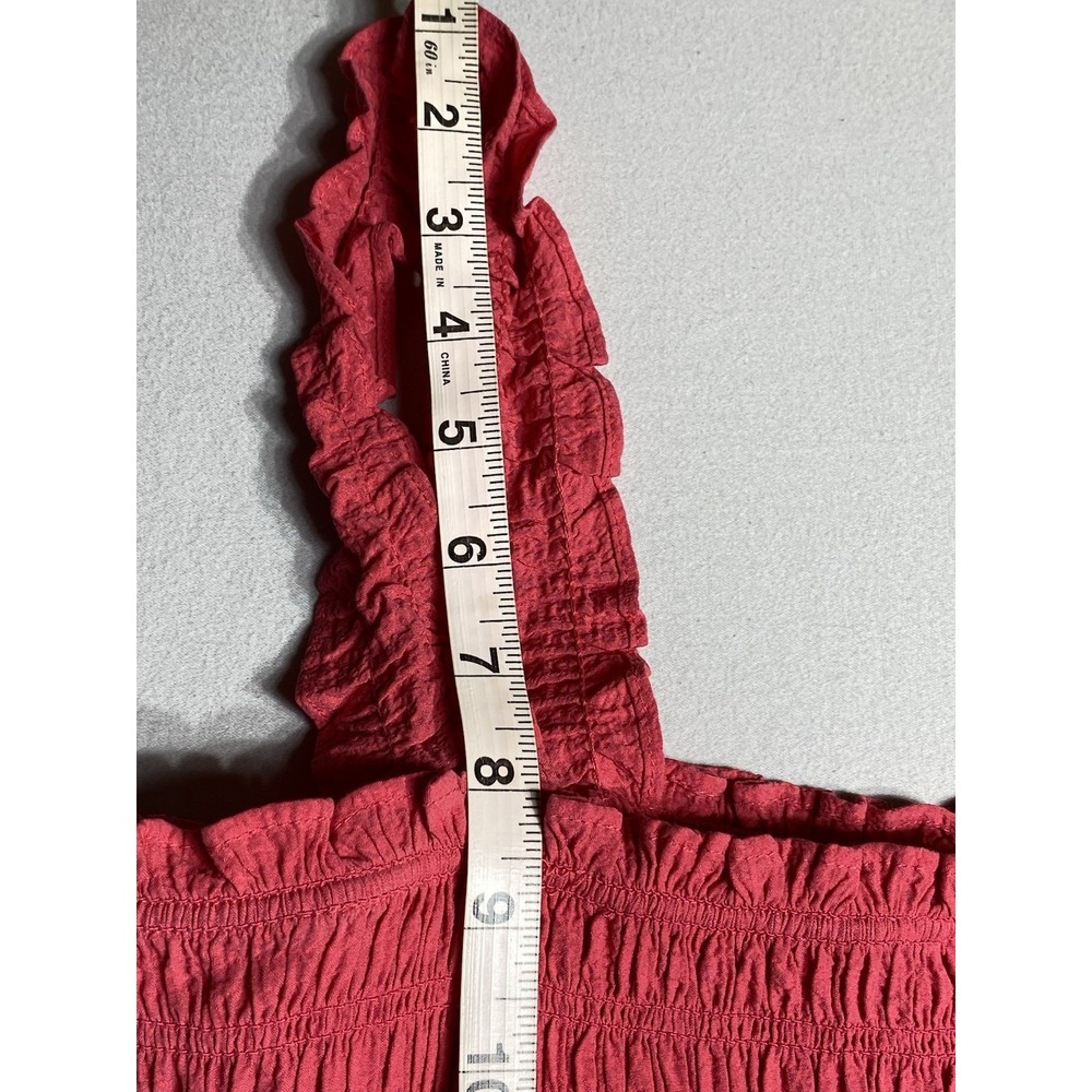 Calvin Klein Dress Womens 8 Pink Smocked Maxi Sundress Ruffle Strap Textured - Picture 7 of 12